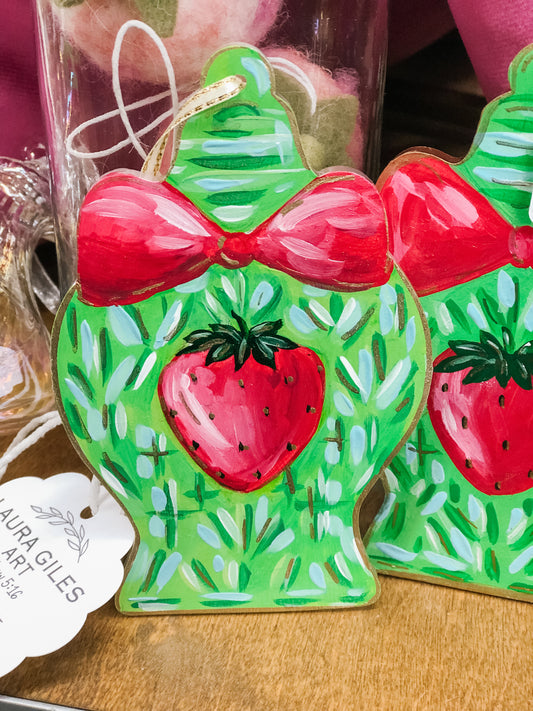 Hand Painted Strawberry Ginger Jar Ornament