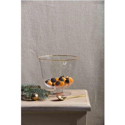 Gold Edge Glass Pedestal Trifle Bowl Set