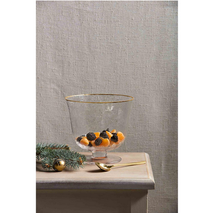 Gold Edge Glass Pedestal Trifle Bowl Set