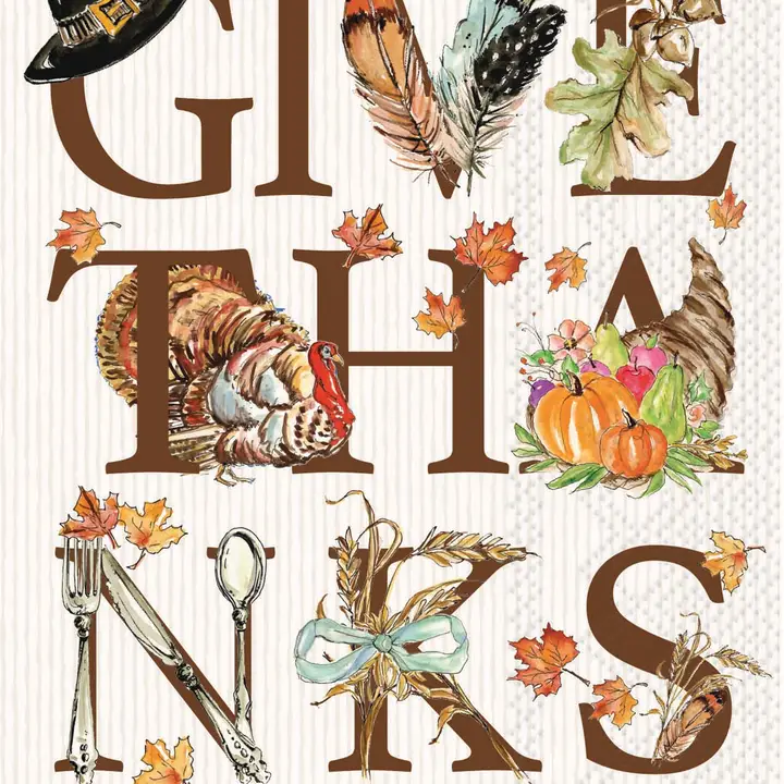 Thanksgiving "Give Thanks" Guest Towel Paper Napkins