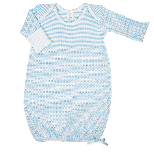 PATY: Overlap Shoulder Gown w/ Bow Blue Pinstripe NB