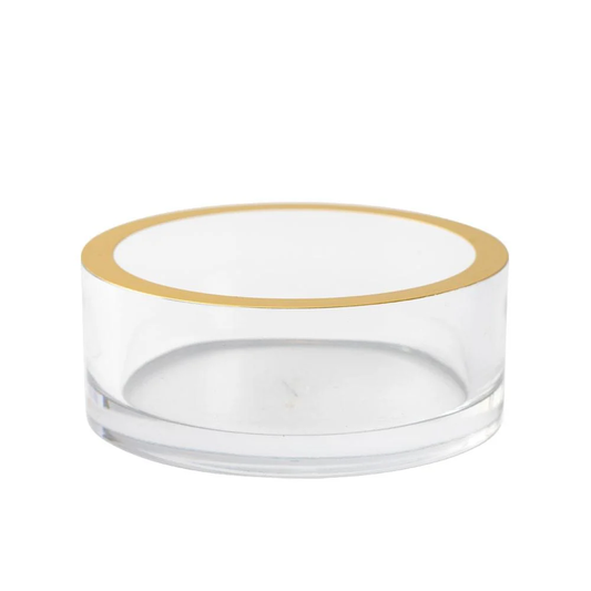 Gold Rim Clear Acrylic Coaster Holder / Wine Bottle Holder