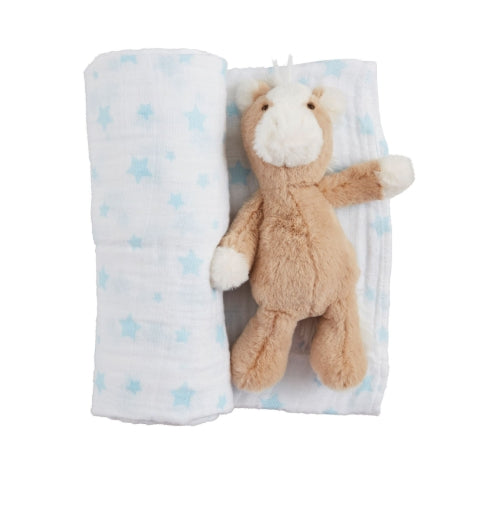 Star Swaddle & Rattle Set