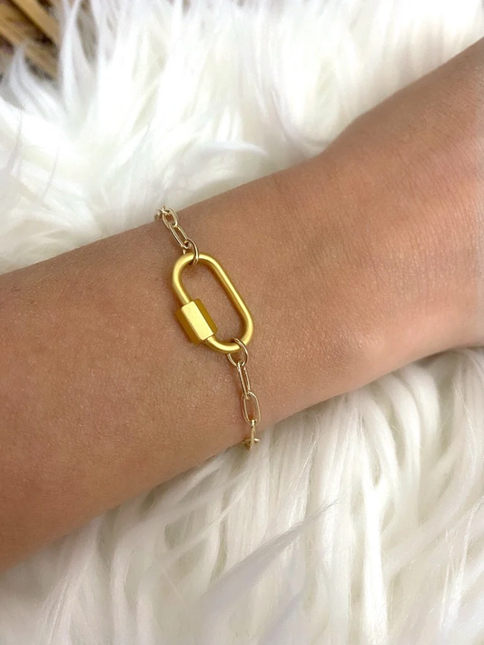 Farrah B - Gold Carabiner Bracelet (adjusts 5" to 8")
