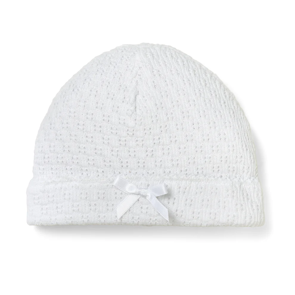 PATY: White Saylor Beanie w/ Bow White OS