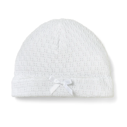 PATY: White Saylor Beanie w/ Bow White OS