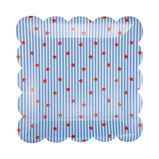 Stars & Stripes Scallop Paper Plates 10" (8/pk)