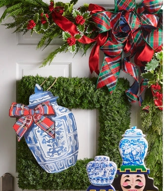 16.5" Dressed in Plaid,  Ginger Jar Door Hanger