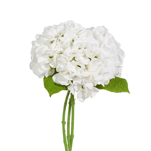 Real Touch White Hydrangea (3) Bundle 13"