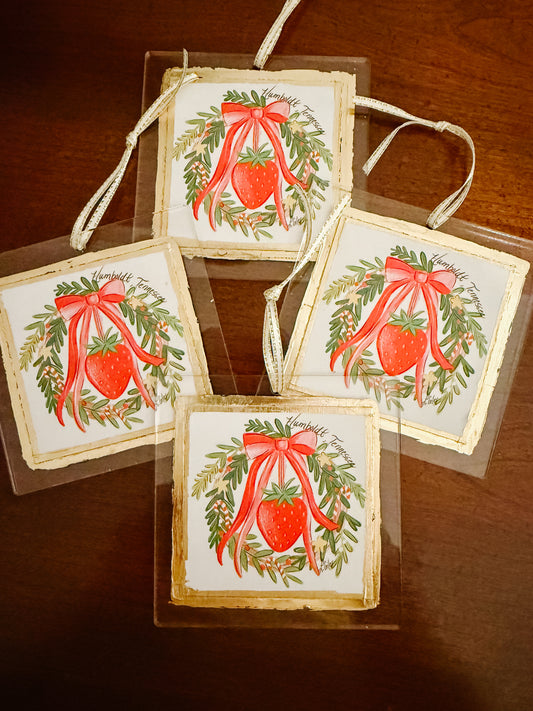 LG Strawberry Christmas Wreath Ornament