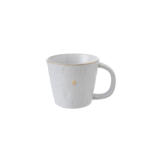 10oz Debossed Stoneware Mug w/ Gold Tree