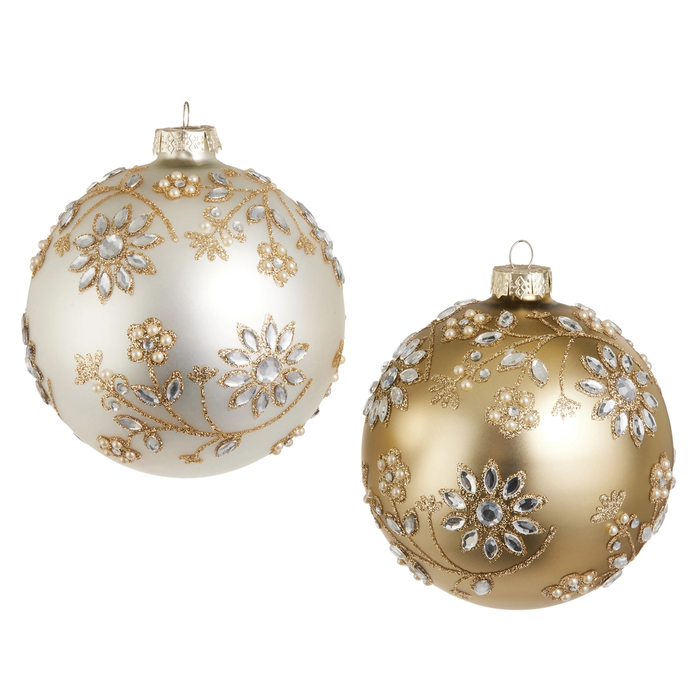 5" Jewel Ball Ornament (Silver)