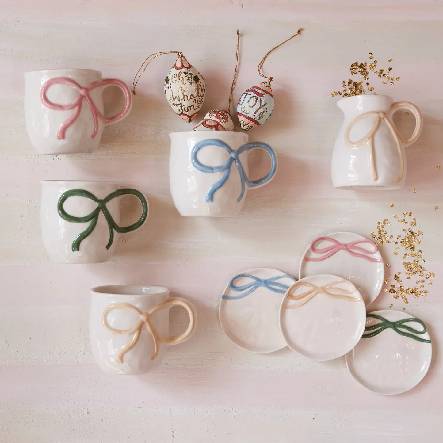 Cream Bow Mug