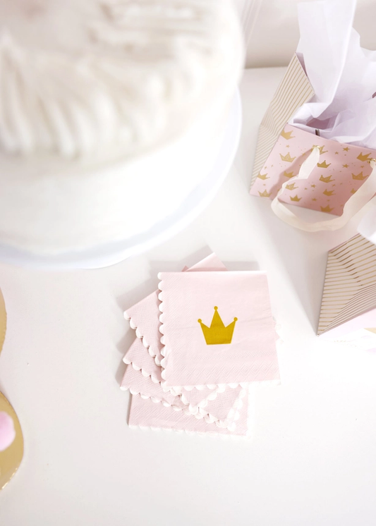 Gold Foil Crown Cocktail Napkins - Pack of 18