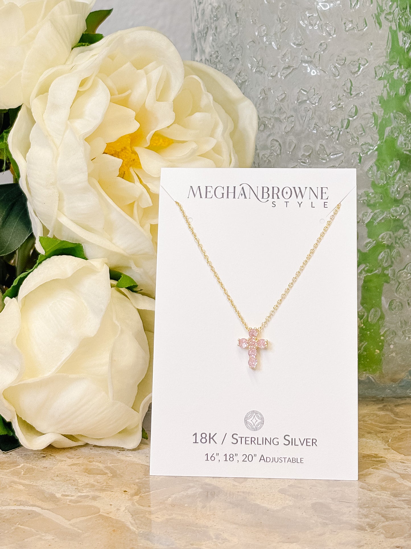 The Ami Pink Cross Necklace