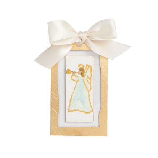 Sideways Angel Ornament Gold
