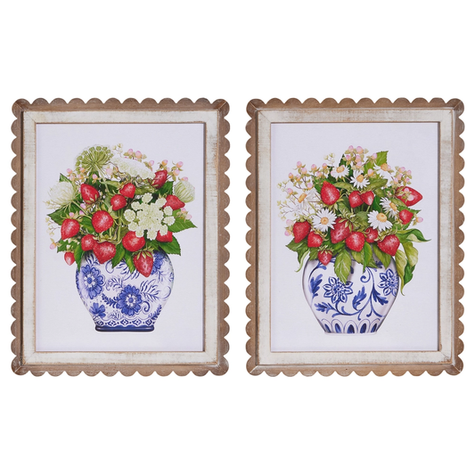 18" Wild Berry in Vase Scalloped Framed Wall Art
