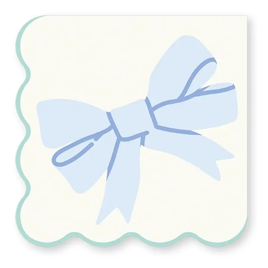 Blue & White Bow Cocktail Napkins - Pack of 24