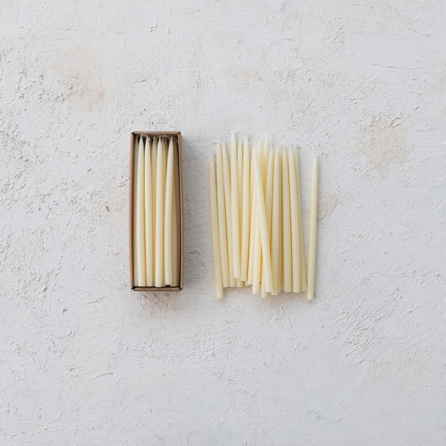 Unscented Thin Taper Candles in Box (set of 24) : Cream