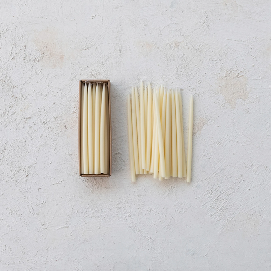 Unscented Thin Taper Candles in Box (set of 24) : Cream