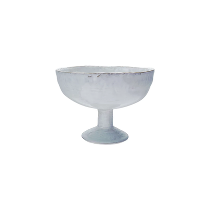 10" Stoneware Crackle Glaze Pedestal Bowl
