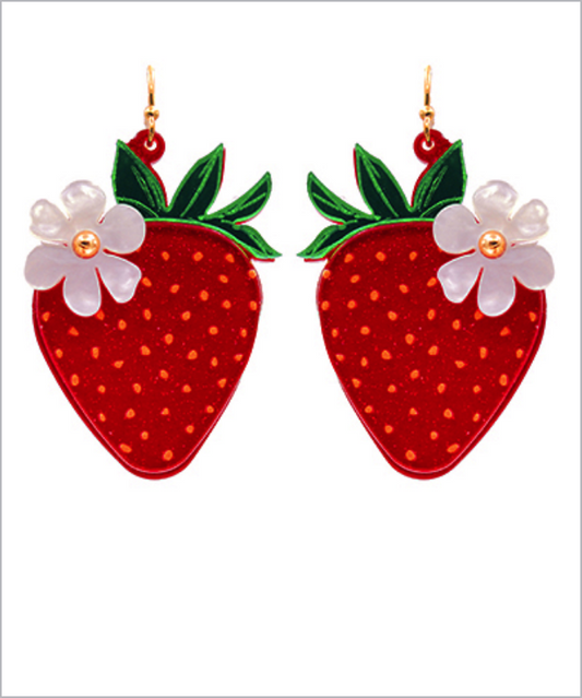 Petal & Strawberry Acrylic Earrings