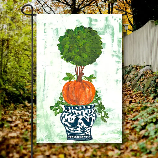 Pumpkin Topiary Garden Flag