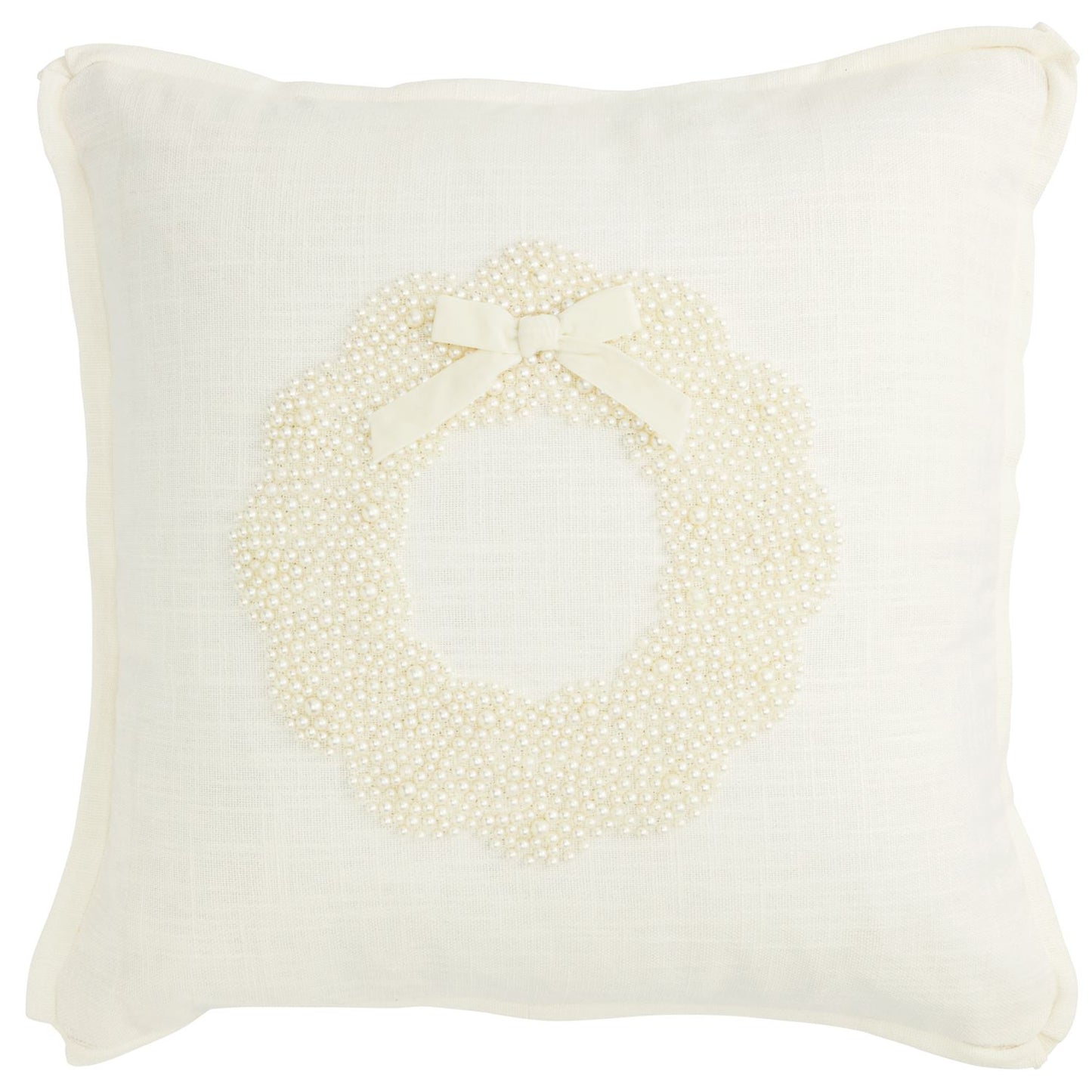 White Christmas Pearl Pillow - Wreath