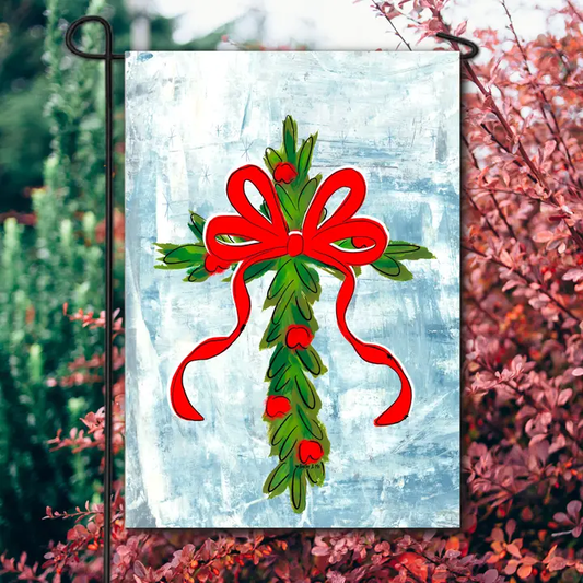Christmas Berry Cross Garden Flag