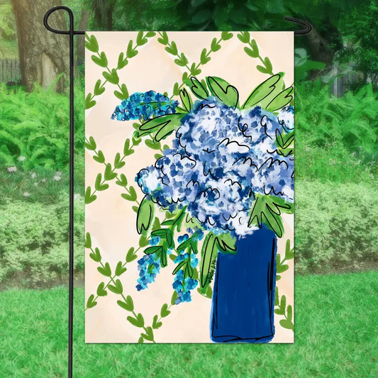 Blue Floral Garden Flag