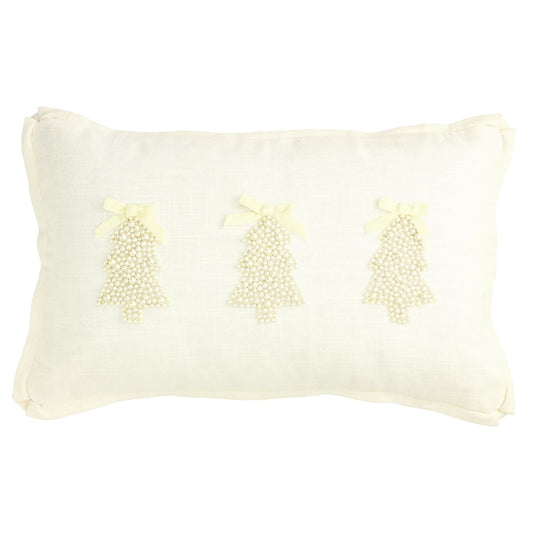 White Christmas Pearl Pillow - Tree