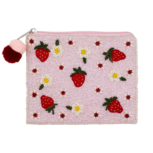 Small Beaded Strawberry Pouch