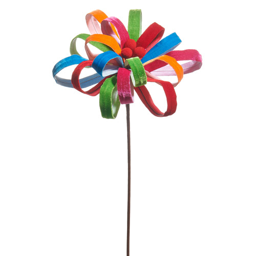 22" Bright Multicolor Loop Flower Stem