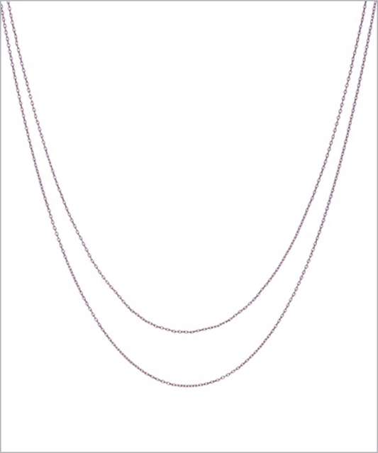 Double Layered Simple Silver Chain Necklace
