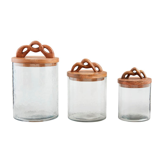 Small Twisted Wood Handle Canister