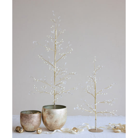 Faux Pearl, Acrylic Jewel & Metal Wire Tree 19"H