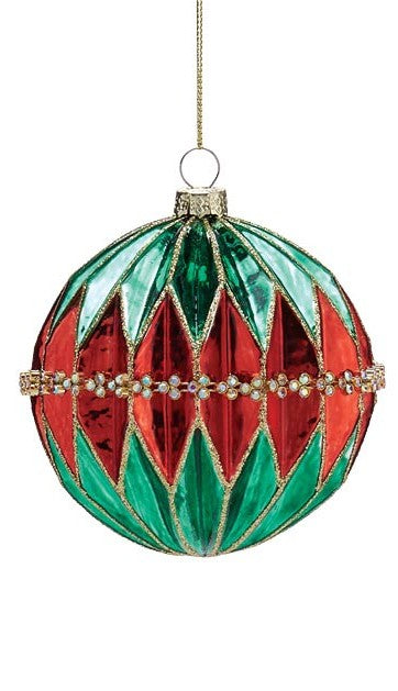 Red, Green & Gold Round Ornament
