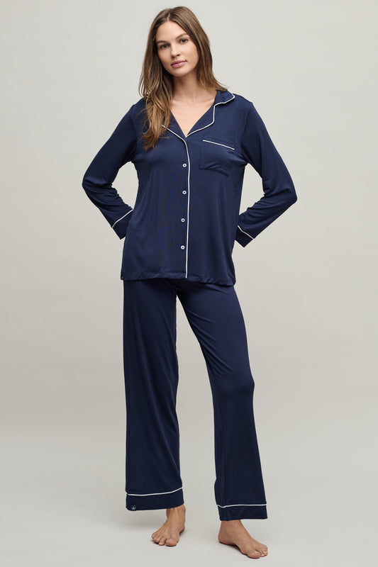 Barefoot Dreams: Luxe Milk Jersey Piped PJ Set