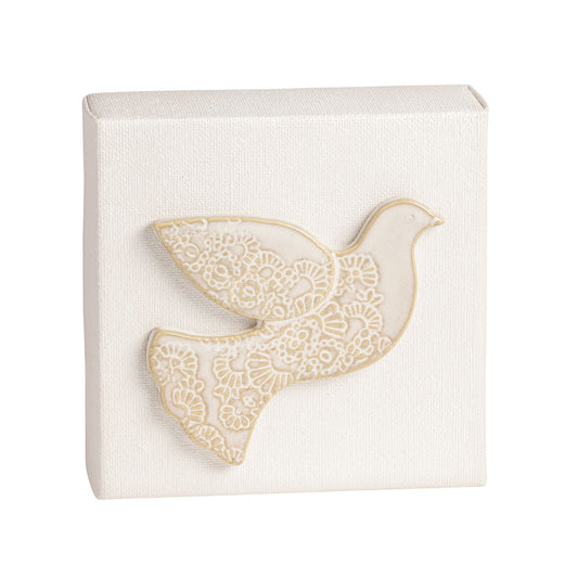 White Canvas Plaque: Dove