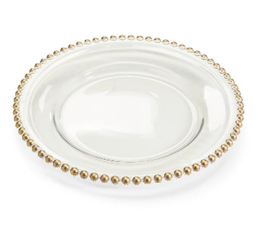 Muted Brass Beaded Glass Dinner Plate