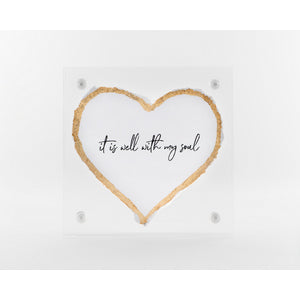 Eva Belle (3x3) hand torn heart w/ gold trim Acrylic Frame