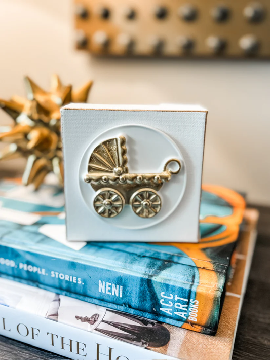 Gold Baby Carriage on Canvas