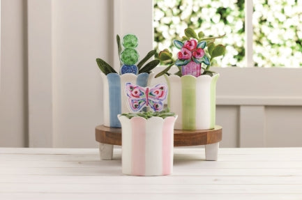 Cabana Stripe Pot with Plant Stake