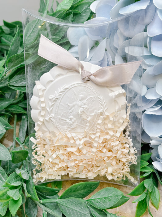 Round Nursery Medallion Ornament (Taupe Ribbon)