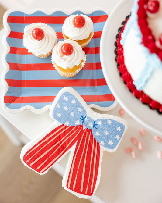 Stars & Stripes Bow Shaped Paper Cocktail Napkin 24/pk