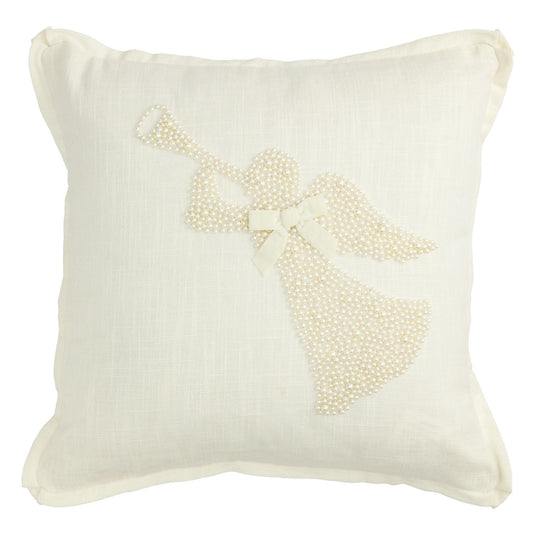 White Christmas Pearl Pillow - Angel