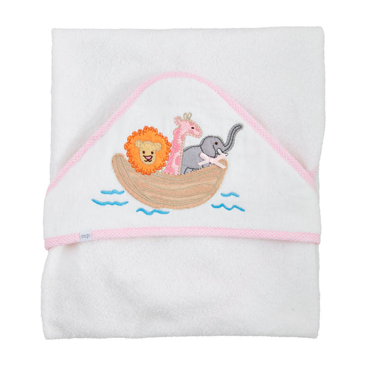 Noah's Ark Applique Hooded Towel (pink)