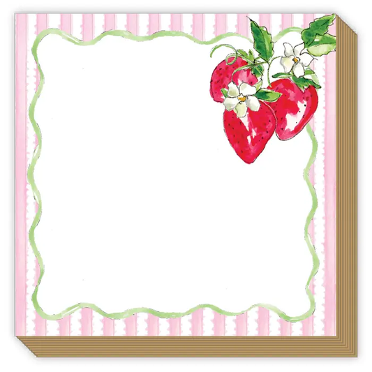 Luxe Strawberry Notepad Pink Stripes