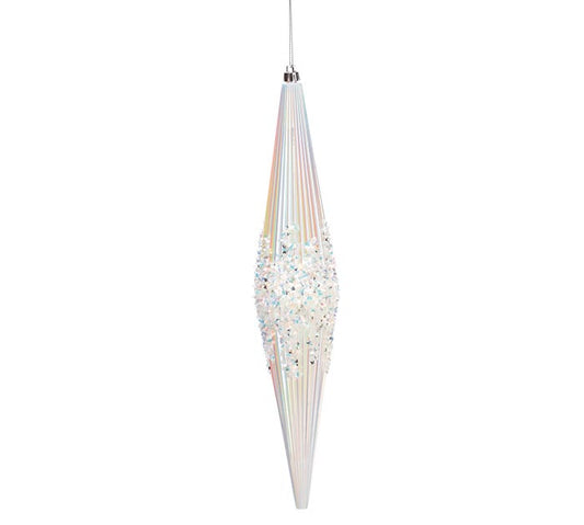 Elongated Pearlized and Iridescent Ornament
