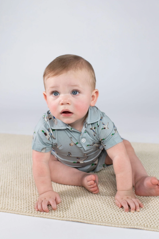 Polo Romper in Mallards 3-6mo.